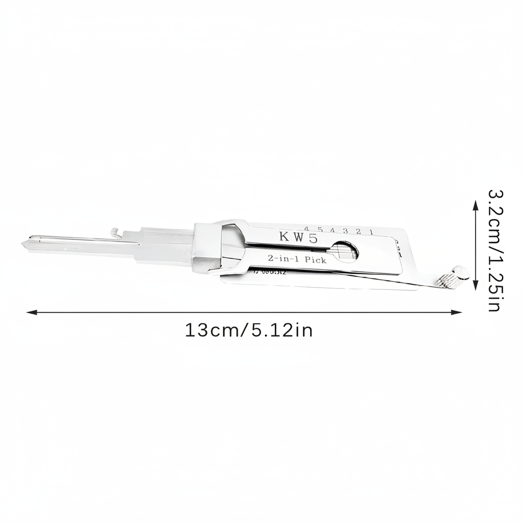 KW5 2-in-1 Locksmith Pick Tool dimensions – 13cm/5.12in length, 3.2cm/1.25in height