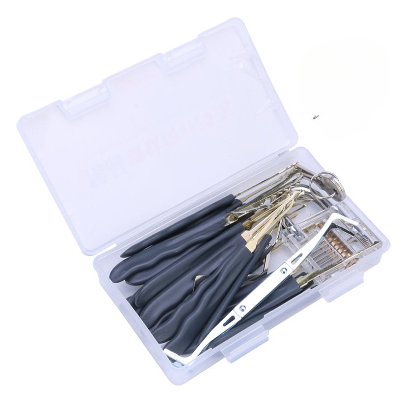 24-Piece Lock Pick Kit with Transparent Practice Padlock