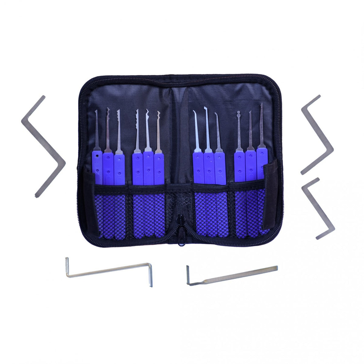 17-Piece Manual Lock Pick Set with Blue Canvas Pouch
